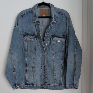 American Eagle Outfitters Women's Distressed Light Blue Denim Jacket